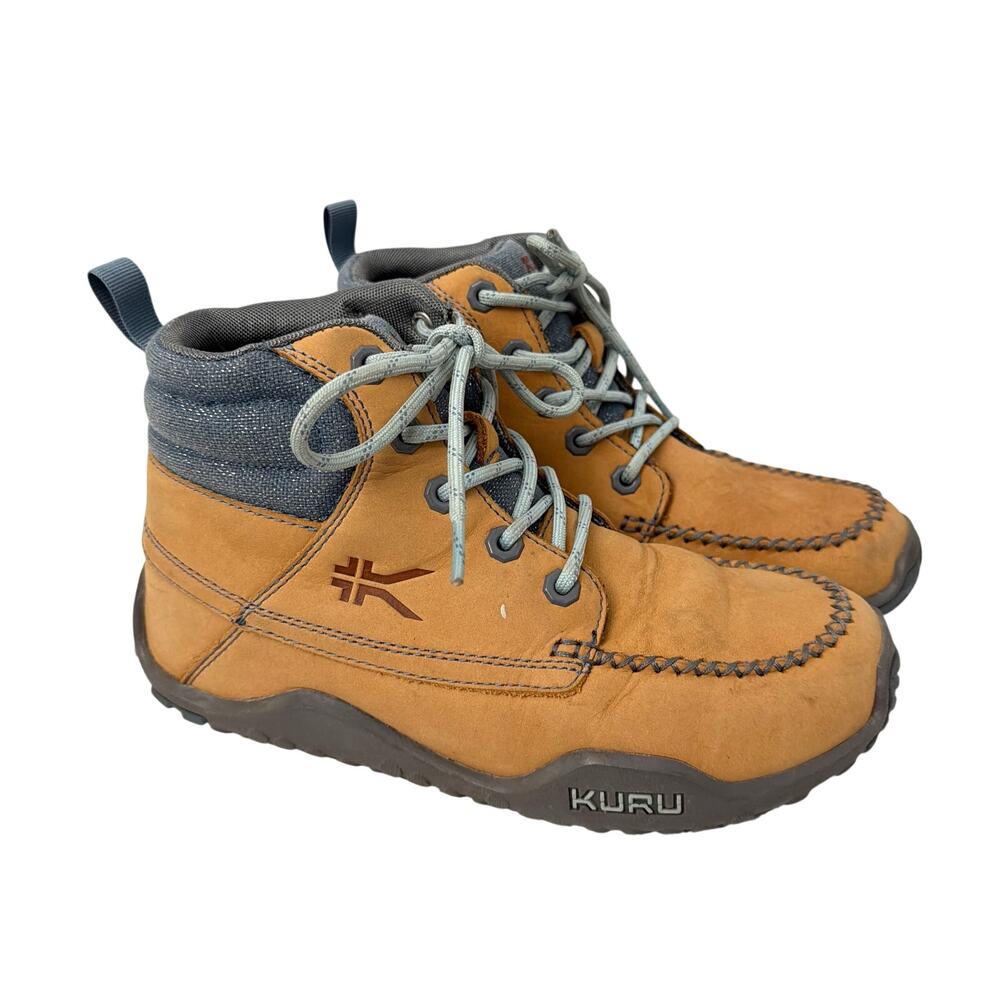 KURU Amber Tan and Gray Leather Moc Toe Hiking Sneakers